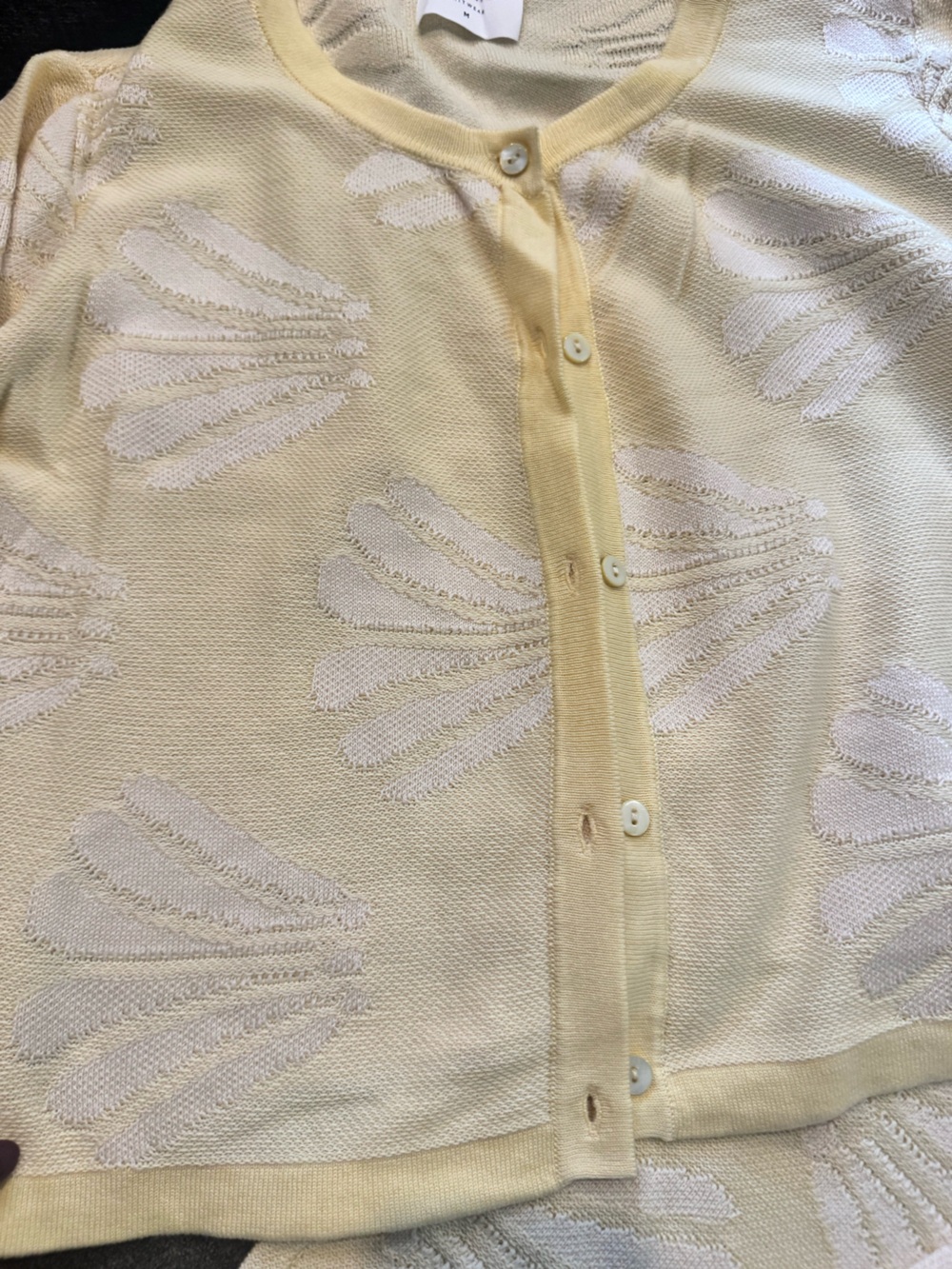 Callahan Cream Shell-Pattern Knit Cardigan & Pullover Set - Picture 3 of 5